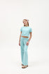 FRENCH TERRY PLEATED WIDE LEG PANT